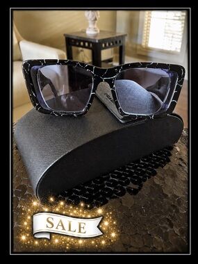 Prada Sunglasses Butterfly Chunky Frames/Violet Lenses